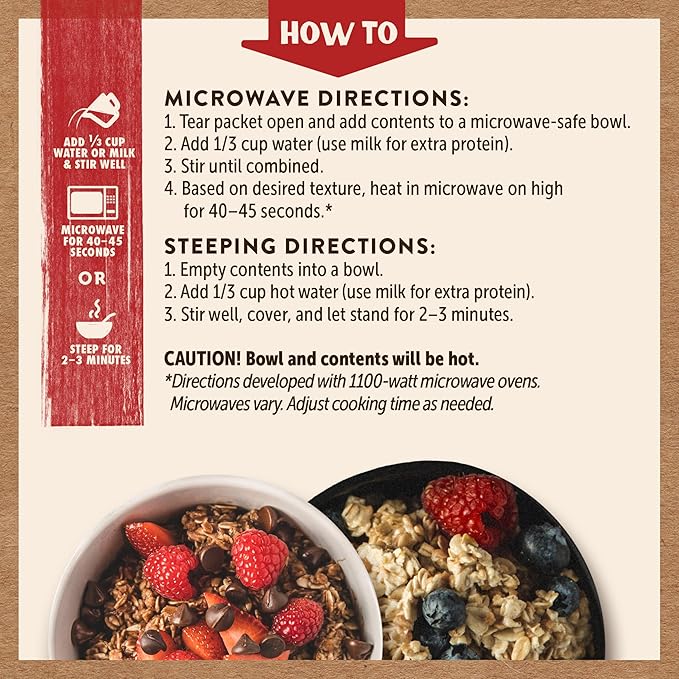 Kodiak Cakes Instant Oatmeal Packets - High Protein - 100% Whole Grains Breakfast Food - Maple & Brown Sugar & Chocolate Chip (16 Packets)