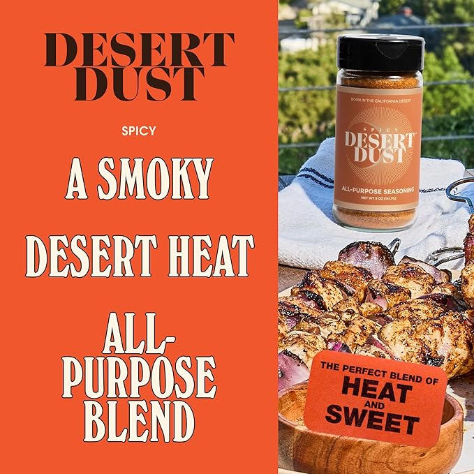 Desert Dust Spicy ??All-Purpose Chiltepin Pepper Seasoning with Organic Date Sugar | Bold Medium-Hot Heat for Steak, Chicken, Seafood, Vegetables & More | Low-Glycemic, Gluten-Free | 5oz