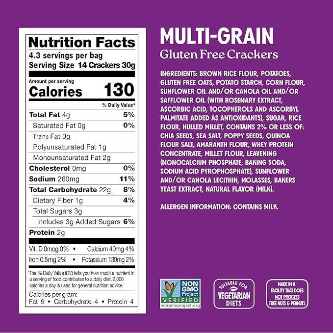 Milton’s Gluten Free Crackers Variety Bundle (Crispy Sea Salt, Multi-Grain, Everything) - Non-GMO Project Verified, Kosher, Certified Gluten Free Snack, Whole Grains In Every Bite - 4.5 Oz, Pack of 3