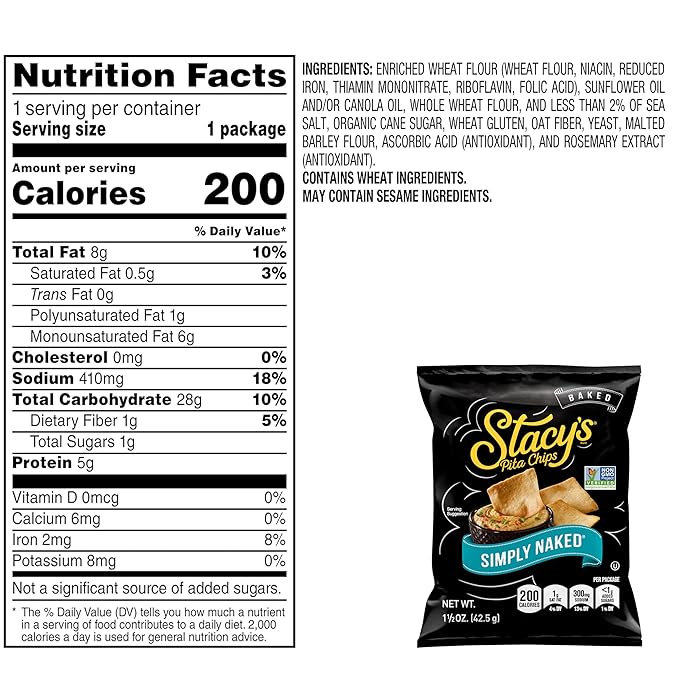 Stacy's Pita Chips, Simply Naked, 1.5-Ounce Bags (Pack of 24)
