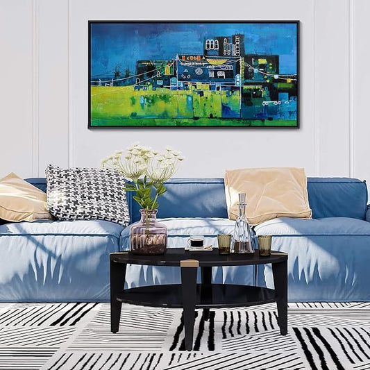 YDYSUNE Modern Abstract Wall Art for Living Room, Office & Bedroom Navy Blue City Wall Art Cityscape & Paintings for Bedroom Wall Art Pictures Wall Decor Artwork for Walls 20횞40IN