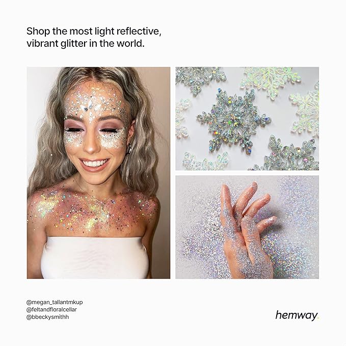 Hemway Premium Glitter Shaker - Silver Holographic | 115g Super Chunky Metallic Flake Sequins for Resin & Epoxy Crafts | Craft Supplies for Tumblers, Festival, Art