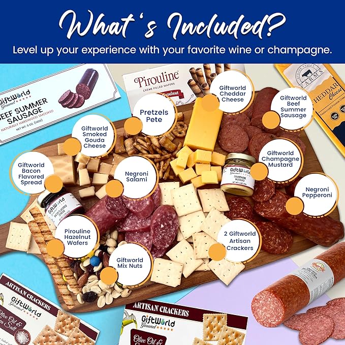 Deluxe Meat and Cheese Gift Basket ??Gourmet Charcuterie Assortment & Snack Bundle