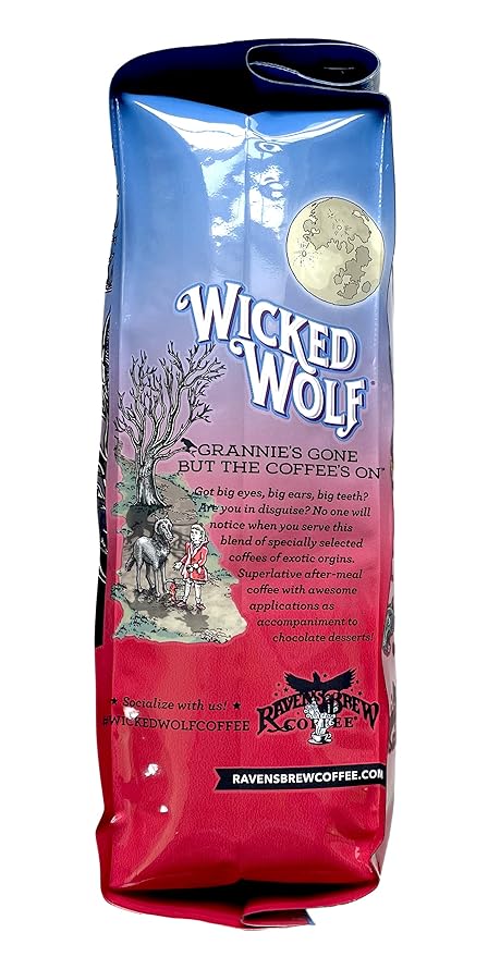 Raven's Brew Wicked Wolf Whole Bean Coffee, 12 ounce - Dark Roast - Full Body of Currant and Spice (2 Pack)