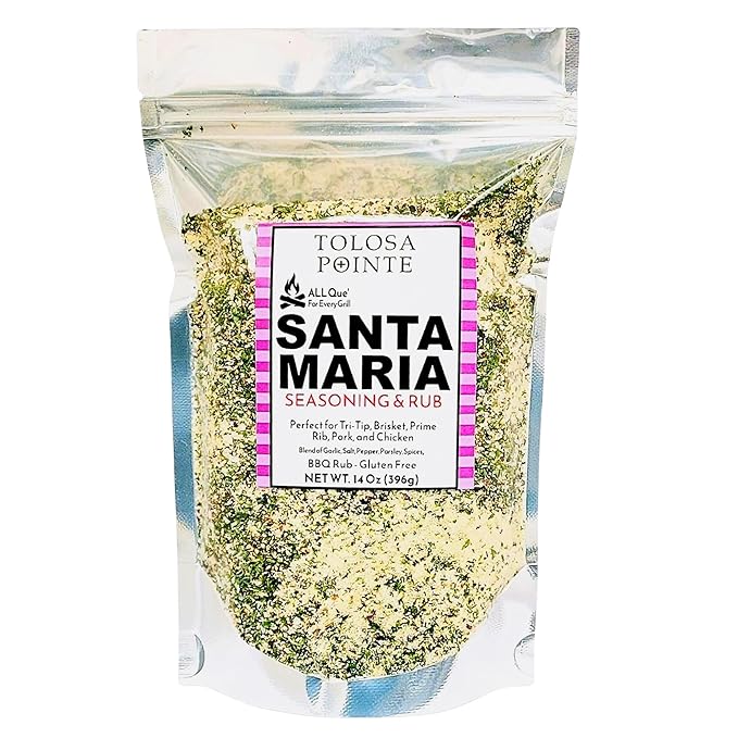 Tolosa Pointe All Que Santa Maria Seasoning & BBQ Rub for Chicken, Steak, Pork, Ribs, Prime Rib Roast, BBQ Seasoning, Grill, Gluten Free, 14 Oz (396g)