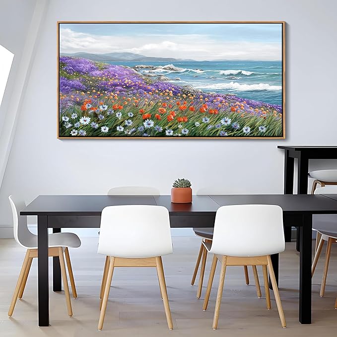YDYSUNE Coastal Large Landscape Wall Art for Living Room, Bedroom Pictures, Ocean Beach Artwork, Blue Decorations Above Bed Decor, Coastal Landscape Wall Art, Beach Pinting 29횞58IN