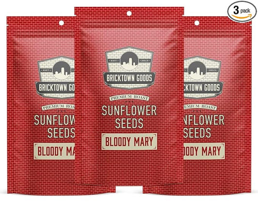 Bricktown Goods Bloody Mary Flavored Sunflower Seeds - 3 Pack - Boldly Seasoned and Roasted In-Shell Sunflower Seeds - 24 oz Total