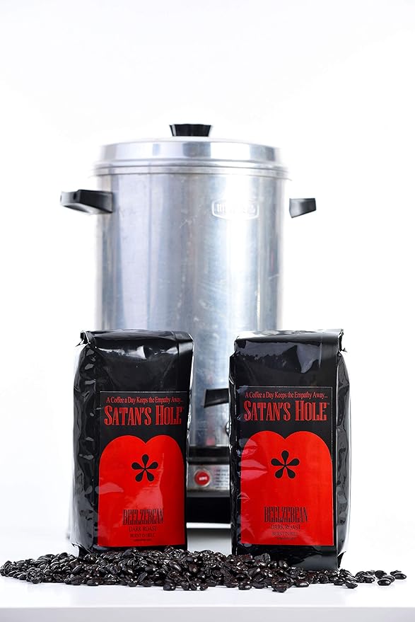 Satan???Hole Beelzebean Dark Roast Coffee, Under-World's BEST Coffee, Fair Trade, Organic, 16 Ounce, Ground for Drip, Devilishly Delicious, Unscrupulously Dark, Wake the Hell up!