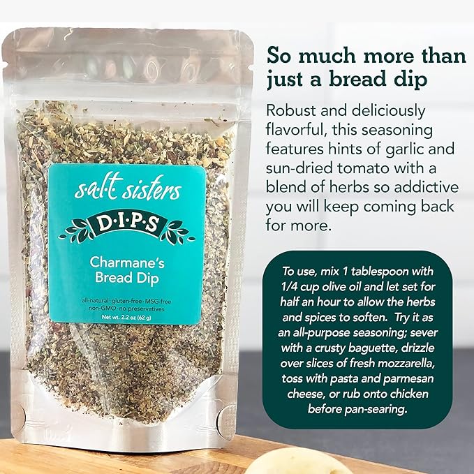 s.a.l.t sisters Charmane's Bread Dip - Value Size Bold Italian Herb & Spice Blend for Extra Virgin Olive Oil Dipping - Versatile Use for Rubs and Dressings - 16 ounces / 1 pound