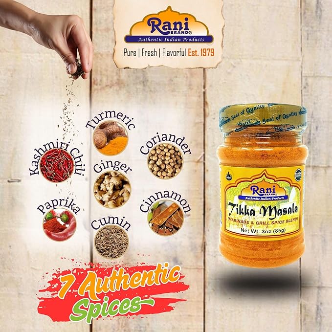 Rani Tikka Masala Indian 7-Spice Blend 3oz (85g) PET Jar, Pack of 12 ~ All Natural | Salt-Free | Vegan | No Colors | Gluten Friendly | NON-GMO | Indian Origin