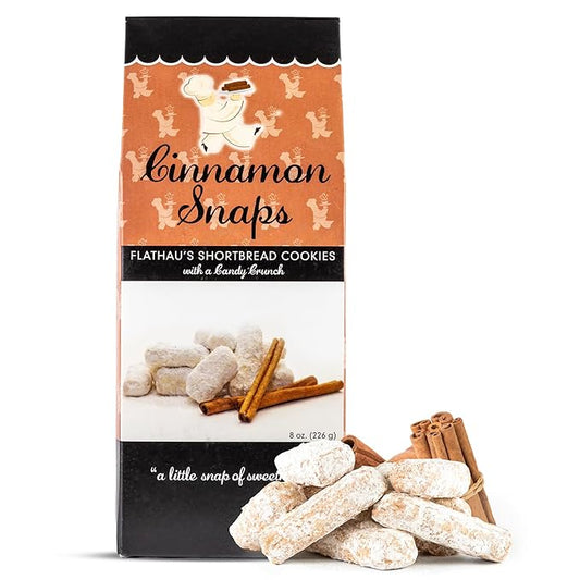 Flathau?셲 Fine Foods, Gourmet Shortbread Cookies, Handcrafted All Natural Artisan Bites, Southern-Baked Sweet Snaps with a Buttery Finish (Cinnamon Snaps, 8oz)
