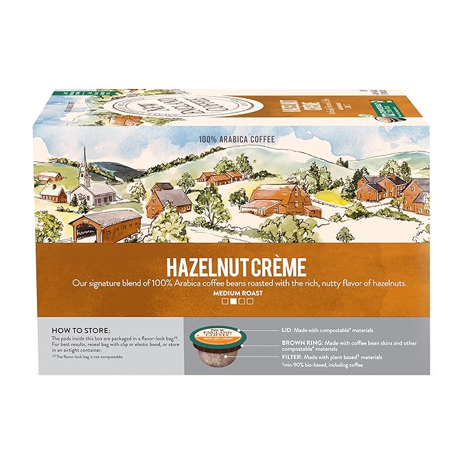 New England Coffee Hazelnut Crème Medium Roast Single Serve Pods, 12ct Box (Pack of 1)