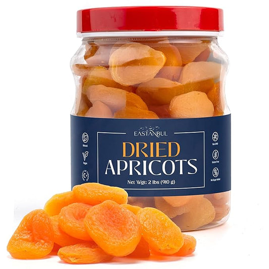 Eastanbul Dried Apricots, 2lb, Apricots Dried Fruits Snacks, No Sugar Added, Premium Turkish Fruit Yet Moist & Plump, Guilt-Free, Non-GMO, Whole Pitted, Vegan, Gluten Free