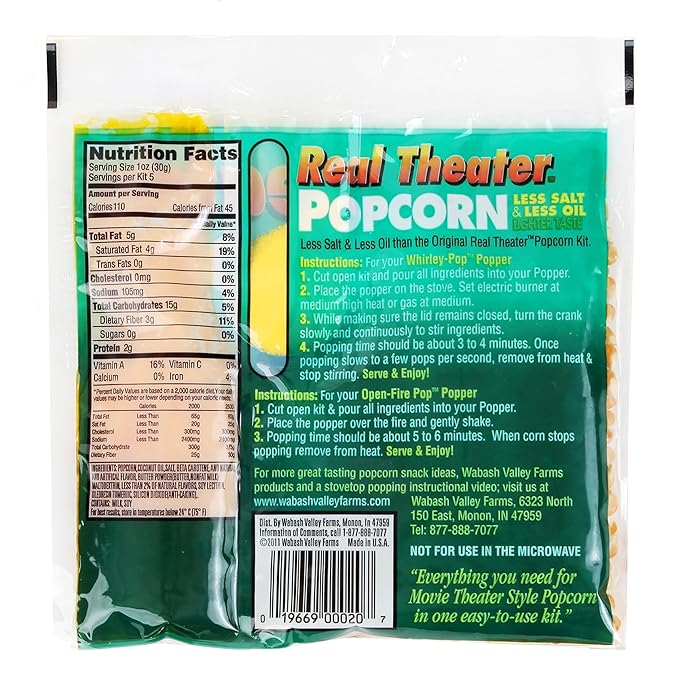 Wabash Valley Farms Popcorn Popping Kits -Less Salt Less Oil, Popcorn Kernels for Popcorn Machine, All in One Popcorn Kernels, Popcorn Kits, 25 kits