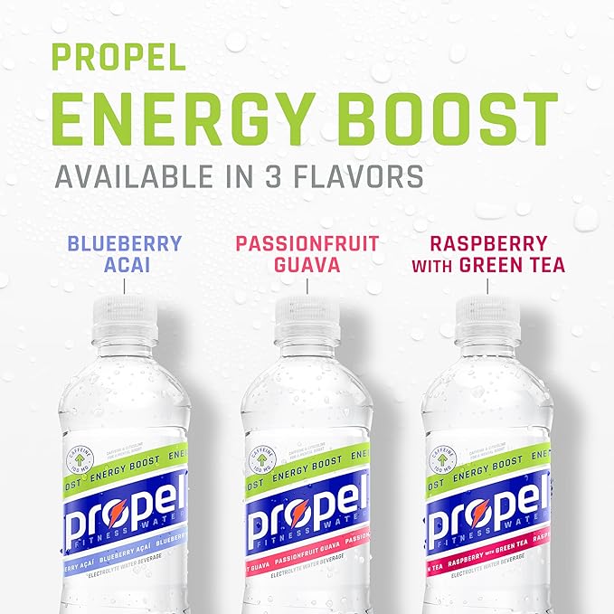 Propel Energy Boost Zero Calorie Flavored Water With Electrolytes and Caffeine, Blueberry Acai