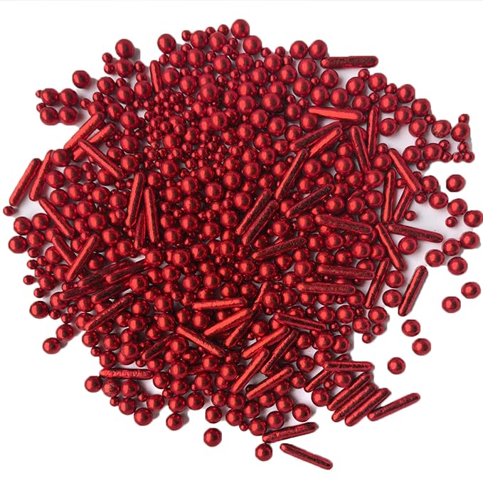 Sprinkles Red Pearl Sugar Candy Mix Size Baking Cake Decorations Cupcake Toppers Celebrations Shaker Jar Wedding Shower Party (130g/4.2oz竊?"<div>