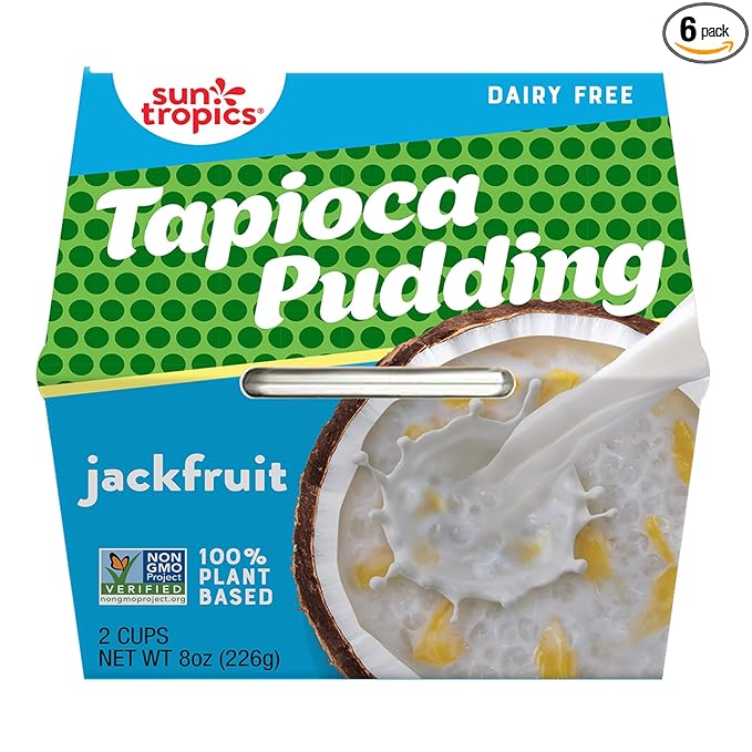 Sun Tropics Tapioca Pudding, Jackfruit | Vegan Dairy Free Pudding | Gluten Free,Non-GMO | Ready-to-Eat Cups 4.0oz (Pack of 6)
