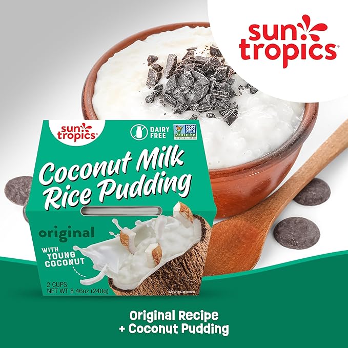 Sun Tropics Coconut Milk Rice Pudding Snack, Original, Gluten Free, Dairy Free, Vegan, Low Sugar, Non-GMO, Ready-to-Eat, 8.46 Oz (Pack of 6)