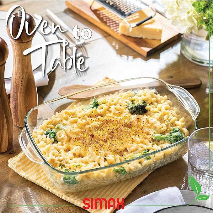 Simax Glass Casserole Baking Dish: Clear Glass Round Casserole Dish with Lid and Handles,Covered Bowl for Cooking, Baking, Serving, Dishwasher, and Oven Safe Cookware ??3 Quart Dish + 2.2 Quart Lid