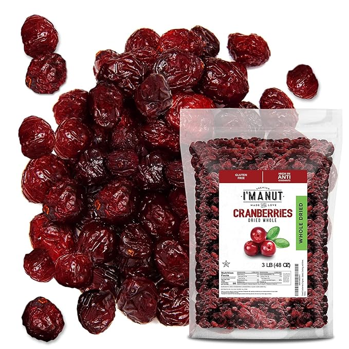 Dried Cranberries Original 3 Lbs(48 oz) Batch Tested Gluten & Peanut Free | Resealable Bag | High in Antioxidant | Great for Salads, Cooking and Mixes | Sweetened