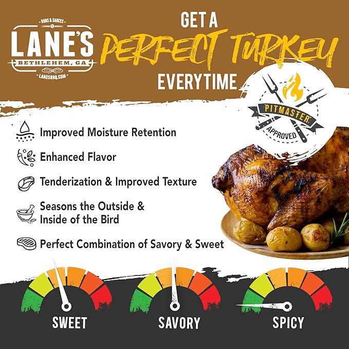 Lane's Sweet Tea Turkey Brine, All-Natural Sweet Chicken Brine for Turkey, Goes Well with Pork, Poultry, and Chicken Brine Mix, Made in USA, 11.2 Oz