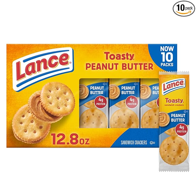 Lance Sandwich Crackers, Toasty Peanut Butter, 10 Individually Wrapped Packs, 6 Sandwiches Each