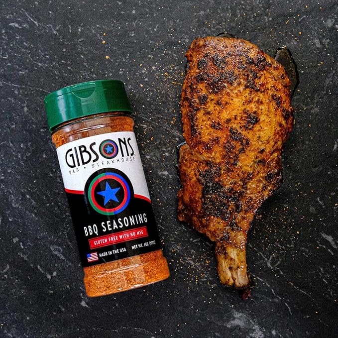 Gibsons Steakhouse BBQ Seasoning (6 Ounce Jar) – Original Cooking & Grilling Blend of Spices & Seasonings (Salt, Paprika, Brown & White Sugar, Garlic, & Onion) - No MSG & Gluten Free