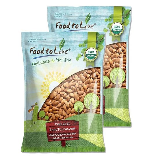 Food to Live Organic Imported Raw Almonds, 15 Pounds - Non-GMO, Whole, Raw, No Shell, Unsalted, Vegan, Kosher, Bulk.