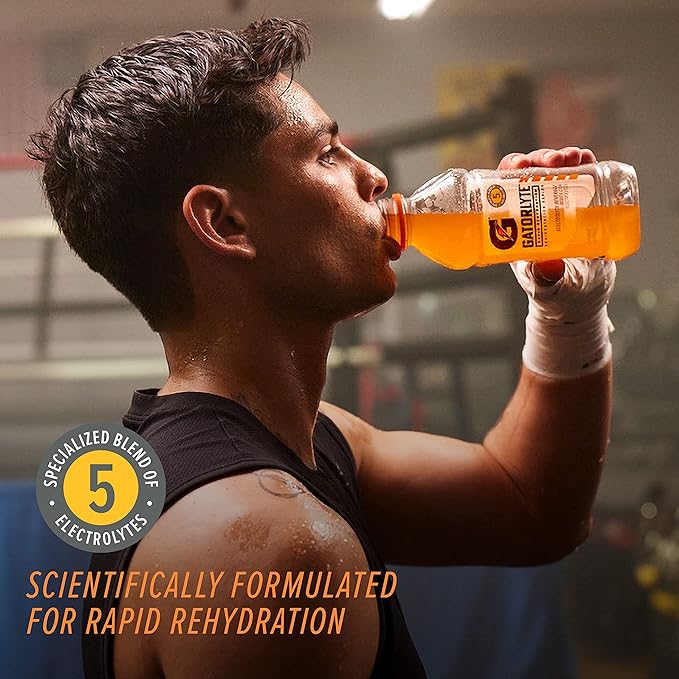 Gatorlyte Rapid Rehydration Electrolyte Drink, Strawberry Kiwi, Specialized Blend of 5 Electrolytes, Lower Sugar, No Artificial Sweeteners, No Artificial Flavors, 20 fl oz Bottles (12 Pack)