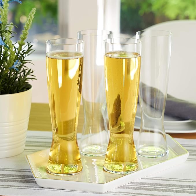 Spiegelau Beer Classics Tall Pilsner Glasses, Set of 4, European-Made Lead-Free Crystal, Modern Beer Glasses, Dishwasher Safe, Professional Quality Pilsner Glass Gift Set, 15 oz