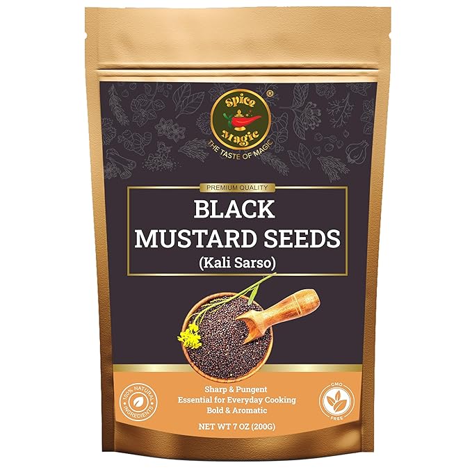 Spice Magic Black Mustard Seed ~ 100% Pure, Aromatic & Natural | 7oz (200g) I Kali Rai | Non-GMO | Indian Origin