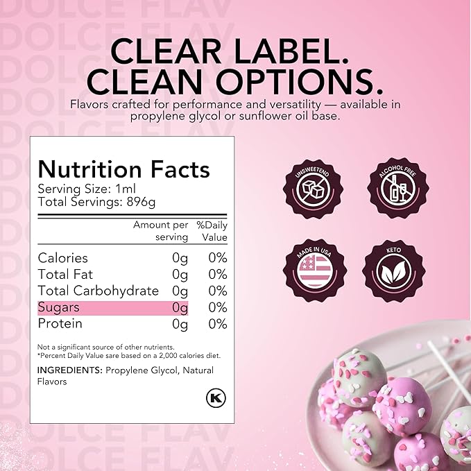 Dolce Flav Cake Batter Flavoring ??32 oz. ??Premium Water-Based Extract for Ice Cream, Desserts, Boba, Beverages & Baked Goods | Perfect for Bakeries, Caf챕s & Restaurants