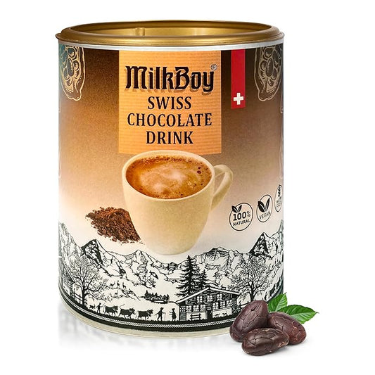 MilkBoy Gluten Free Hot Chocolate Mix for Cold or Hot Cocoa - Kosher, Vegan, Gourmet Swiss Chocolate Drink Mix With 12 Servings, Made in Switzerland, Rainforest Alliance Certified Cocoa, 12 OZ