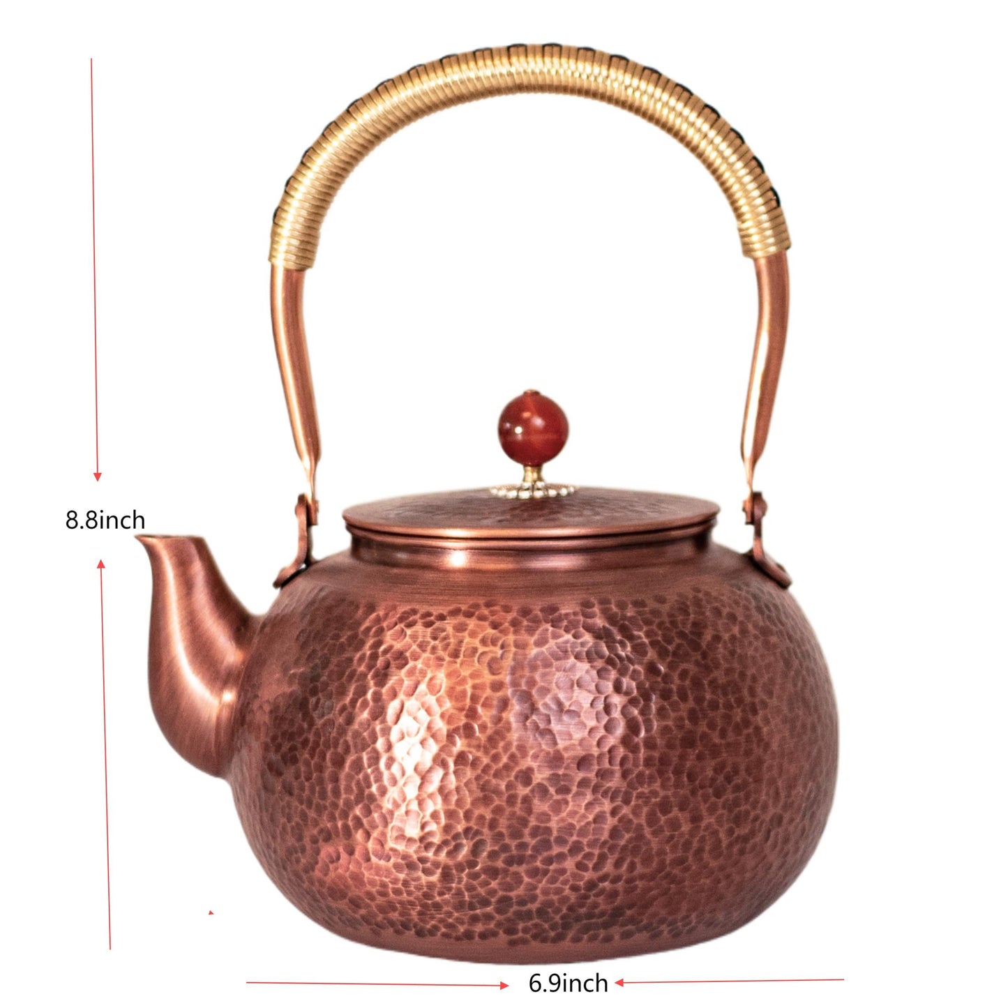 frymmx Handmade Hammered Copper Tea Kettle for Stove Top - 1.6 Quart (1500ml) Extra Thick Stovetop