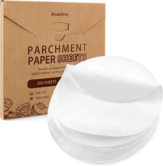 200Pcs Parchment Paper Rounds, 8 Inch Baking Parchment Circles, Precut Baking Sheets Round, Burger Patty Paper Liners for Tortilla Press, Cake Pan, Air Fryer, Springform Pan, Pizza Pan, Cake Cookie
