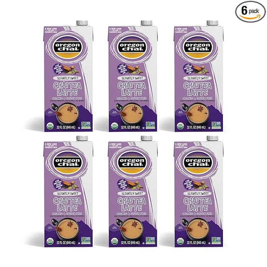 Oregon Chai Slightly Sweet Chai Concentrate, 32 Fluid Ounce (Pack of 6)