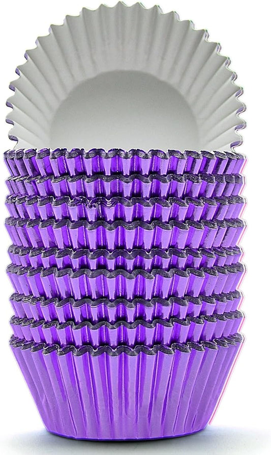 200 Pcs Purple Foil Cupcake Liners Standard Baking Cups Muffin Paper Cases