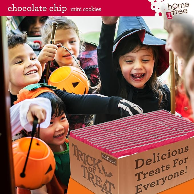 Homefree Treats You Can Trust Gluten Free Mini Cookies, Single Serve, Chocolate Chip, 1.1 Ounce (Pack of 64)