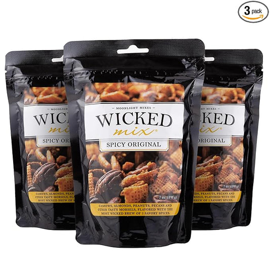 Wicked Mix Snack Mix with Mixed Nuts - Sweet and Salty Snacks Trail Mix Snack Packs with Almonds, Cashews, Pretzels, Pecans - Healthy Snacks Zero Trans Fat in Resealable Bag (Original Mix, Pack of 3)