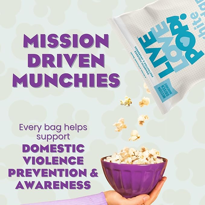 Live Love Pop White Cheddar Flavored Gourmet Popcorn, 1.0 Oz (Pack of 12), Healthy Snack, Gluten Free, Vegan & Non-GMO, Mission Driven Munchies