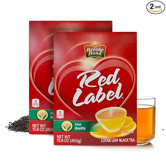 Brooke Bond Red Label Black Tea | Loose Leaf Tea | Suitable for Indian Chai & Milk | Aromatic & Refreshing Flavor | 450 Grams (Pack of 2)