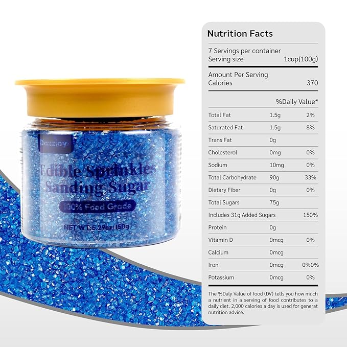 Deep Blue Sanding Sugar Sprinkles, 150g/bottle, Blue Sanding Sprinkles for Cake decorating, Cupcake Toppers Decoration