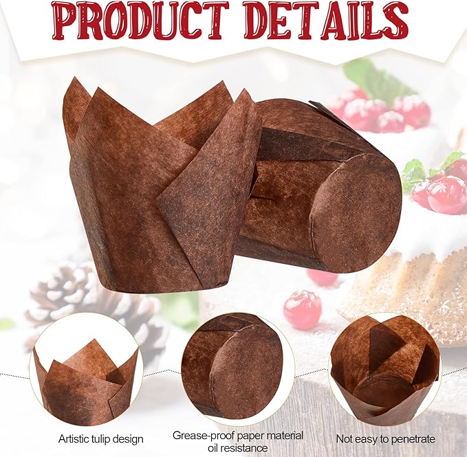 800 Pcs Tulip Cupcake Liners Baking Cups Muffin Baking Cupcake Liners Wrappers Greaseproof Tulip Cups Holders for Party Wedding Birthday Baby Showers(Solid,Classic Style)