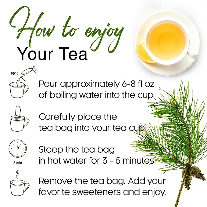 FreshDrinkUS, Pine Needle Tea Bags ??40 Tea Bags, Naturally Caffeine-Free, Refreshing Herbal Tea, Wild-Harvested Pine Leaves, Aromatic and Soothing ??Non-GMO & Eco-Friendly Packaging
