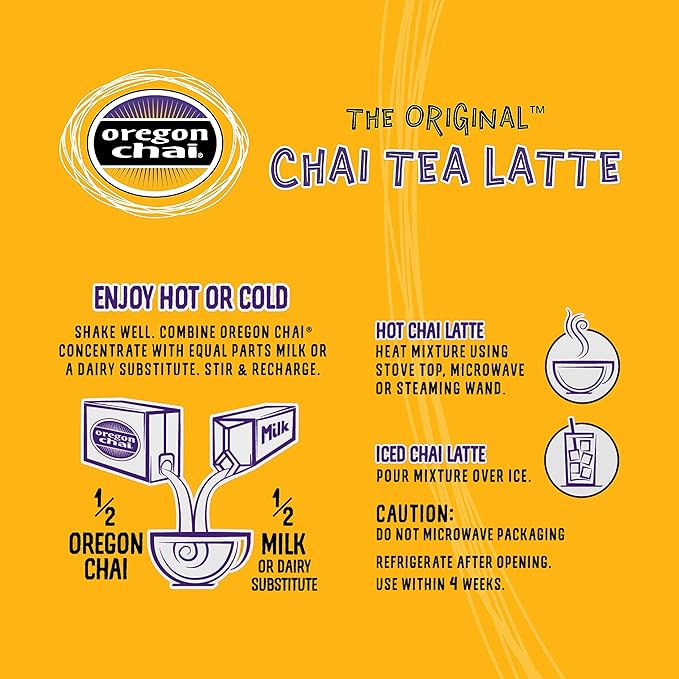Oregon Chai Original Chai Concentrate, 32 Fluid Ounce (Pack of 6)