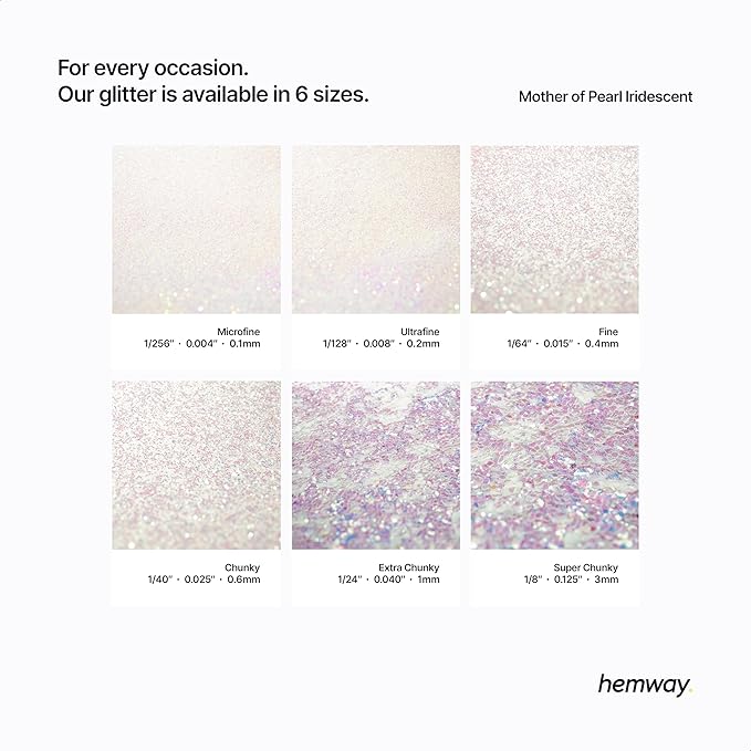 Hemway Premium Glitter Shaker - Mother of Pearl Iridescent | 125g Microfine Metallic Flake Sequins for Resin & Epoxy Crafts | Craft Supplies for Tumblers, Festival, Art