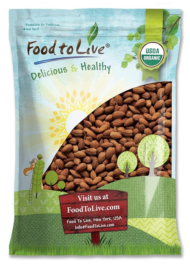 Food to Live Organic Dry Roasted Almonds, 8 Pounds – Non-GMO, Unsalted, Vegan, Keto, Paleo, Kosher, Bulk, High in Protein, Dietary Fiber, Vitamin E, Copper, Manganese, Magnesium, and Riboflavin.