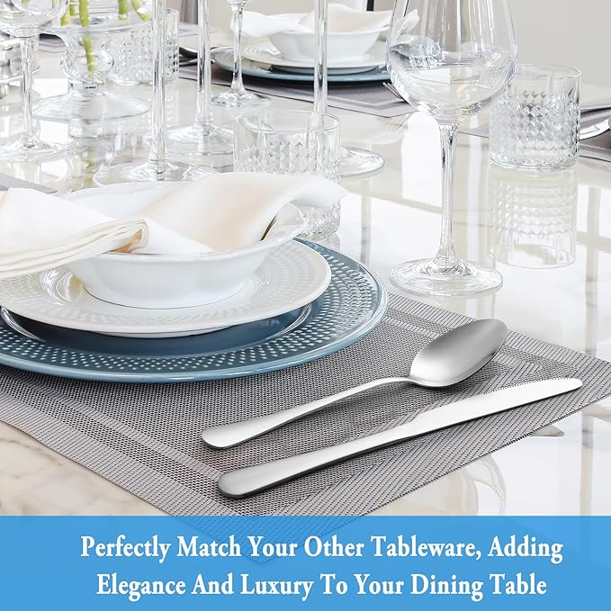 32 Pcs Dinner Spoon Set,Premium Food Grade Stainless Steel Spoons,Durable Metal Spoons,Tablespoon,Spoons Silverware Only,Mirror Finish & Dishwasher Safe,Use for Home,Kitchen and Restaurant - 7.3 inch
