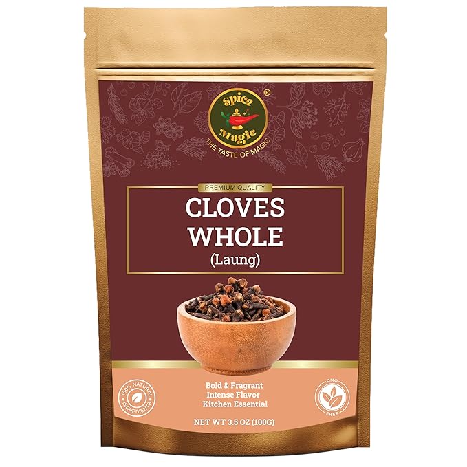 Whole Cloves - Premium Quality, Fresh & Aromatic, Non-GMO, Perfect for Cooking, Baking, and Beverages (3.5 oz) From SPICE MAGIC