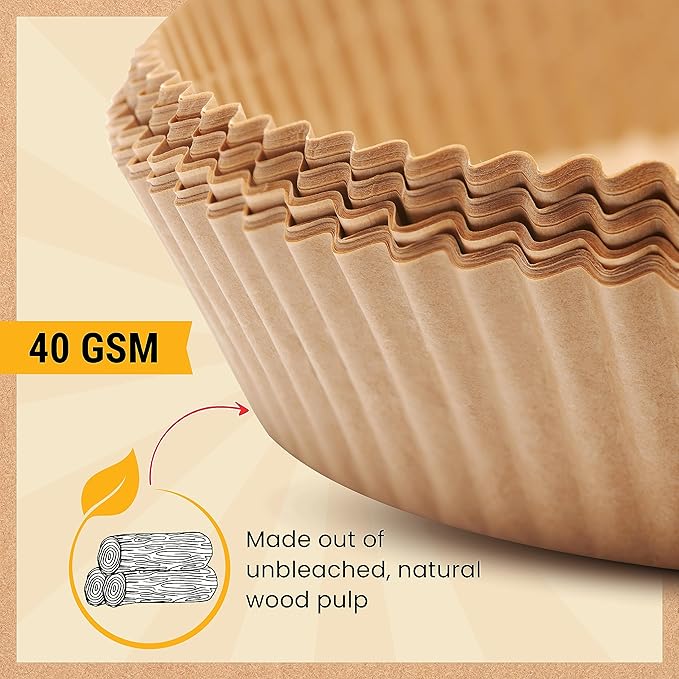 Air Fryer Liners for Ninja, 125 Pcs Round Disposable Airfryer Paper Liners ??Non-Stick and Oil Proof for Easy Cleanup, Great for Oven, Pans & Baking ??8 Inch for 5-8 qt Basket by Baker's Signature